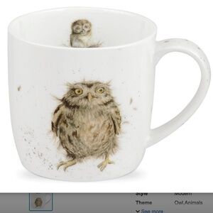 Royal Worcester Wrendale Collection - TWO (2) What A Hoot Owl Bone China Mugs